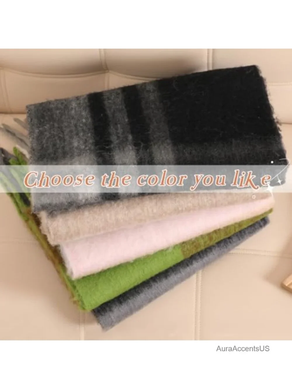 Warm Winter Scarf for Women Oversized Cashmere-Like Wrap with Tassels